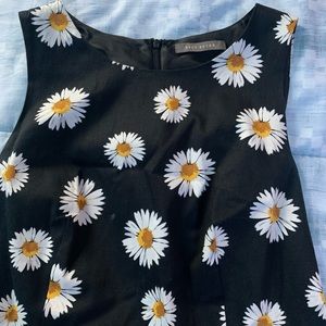 Black Sunflower Pattern Flow Dress